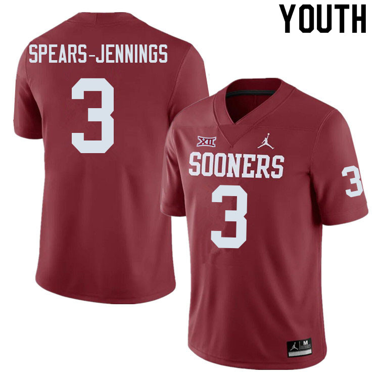 Youth #3 Robert Spears-Jennings Oklahoma Sooners College Football Jerseys Sale-Crimson